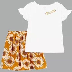 Carter's Toddler Girls Size 2T Sunflower Built in Shorts Skort Set NWT 2Piece